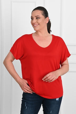 Kadın V Yaka Büyük Beden T-shirt 1486-23 001