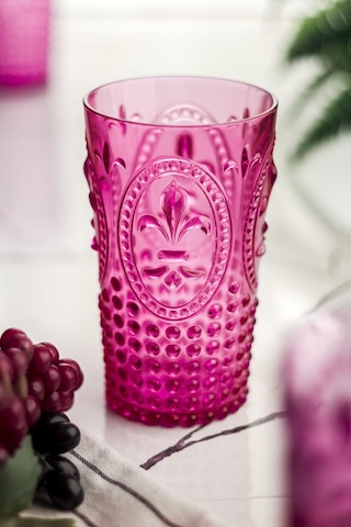 Akrilik Pembe 6'lı Uzun Bardak & Su Meşrubat Bardağı 750 Ml Büyük Boy & Cam Değildir Pembe