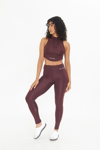 Lesa Wear Soft Touch Bedene Oturan İp Detaylı Sporcu Crop Sütyeni Kahverengi