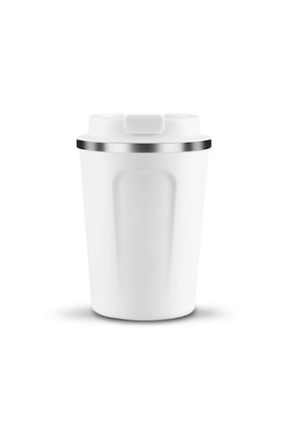 Termal Kahve Kupası 510 Ml Paslanmaz Çelik Vakumlu Matara Yalıtımlı Bardak Su Şişesi 17,5x8,5cm Beyaz