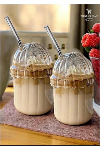 Kubbe Şekilli Oval Cam Kapaklı Isıya Dayanıklı Pinterest Çizgili Mika Bardak Cam Pipet Şefaf