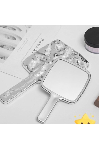 Sıvı Şekil Kare Ayna Mini El Tipi Masaüstü Kozmetik Taşınabilir Makyaj Aynası Seyahat Retro Stil Güzellik Aynası Çanta İçin S