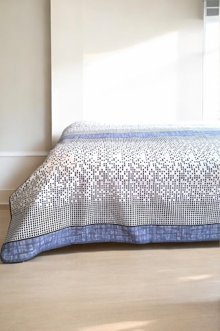 Alla Turca Çift Kişilik Modern Mozaik Desenli Pike İndigo 200x240 Cm %100 Pamuk Mavi