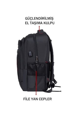 Case Club Dada Orta-lise-üniversite & Günlük Okul Sırt Çantası Su Geçirmez Kumaş Darbe Emici Koruma 15,6 Inç siyah
