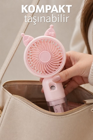 Buhar Üflemeli 3 Modlu Şarjlı El Fanı Seyahat Masaüstü Vantilatör Taşınabilir Mini Fan Pembe F830