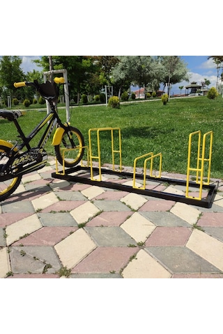 Bisiklet Park Demiri Metal Bisiklet Park Standı 4'Lü Sarı - Siyah