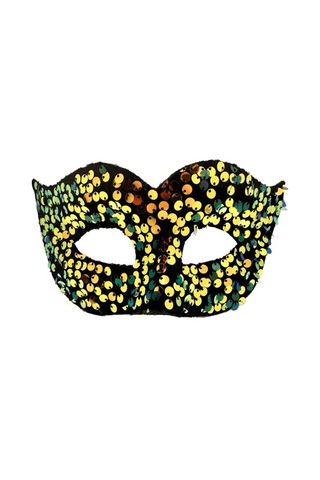 Altın Renk Pul Payet İşlemeli Balo Maskesi