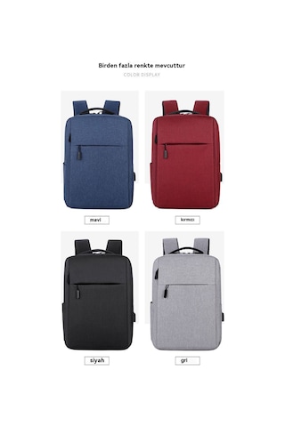 15.6 İnç Laptop Çantası - Usb Şarjlı, Hafif & Suya Dayanıklı - 6 Renk Seçeneği Kırmızı