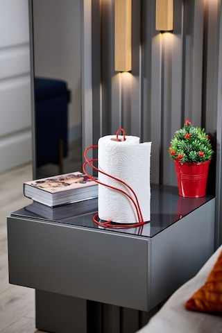 Edora Home Kırmızı Kuğu Kağıt Rulo Havluluk, Dik Dekoratif Havlu Peçetelik - Metal Paslanmaz Kırmızı