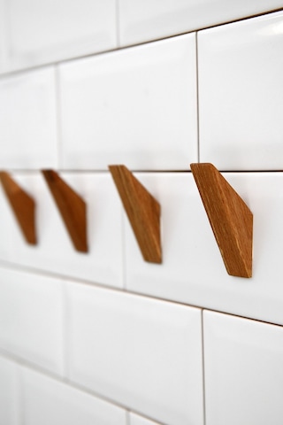 Banyo Askısı Yapışkanlı 4'lü Ahşap Askılık Ahşap