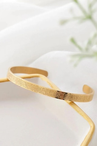 Ayetel Kürsi Yazılı Bileklik Paslanmaz Çelik Ayarlanabilir Erkek/kadın Nazar Bileklik Gold