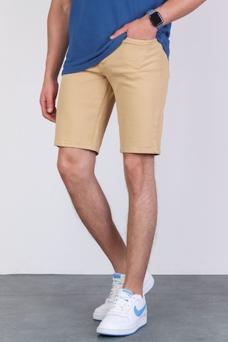 HLT Jeans Erkek Bej Slim Kesim Comfort Likralı Esnek Jeans Şort Thomas-Bej 001