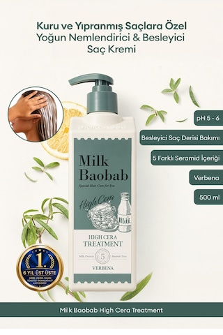 Yoğun Nemlendirici & Besleyici Saç Kremi Mılk Baobab High Cera Treatment Verbena