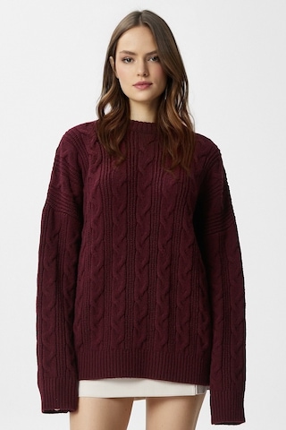 Ritnice Kadın Stella Yumuşak Oversize Bordo Triko Kazak Bordo