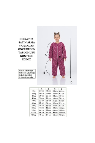 Cantoy Kız Erkek Çocuk Kalın Elyaf Dolgulu Premium Kalite 2.5 Tog Desenli Uyku Tulumu Mürdüm