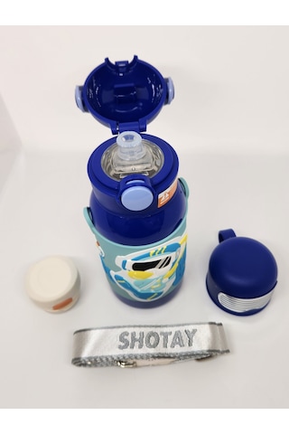 Shotay St-8812 Space 600ml Çift Başlık Kapak Termos Matara Mavi