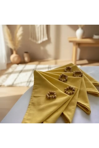 Sarı Premium 6lı Toka Peçete Takımı 40x40