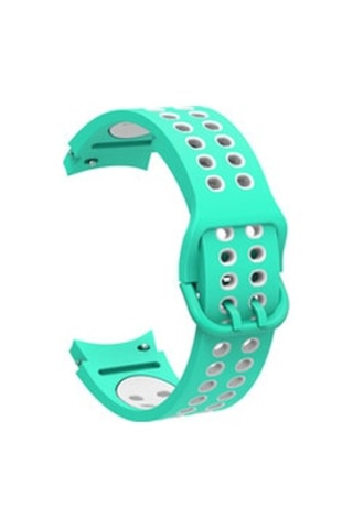 Samsung Galaxy Uyumlu Watch 4 Classic 42mm Krd-02 Silikon Kordon - Yeşil-beyaz