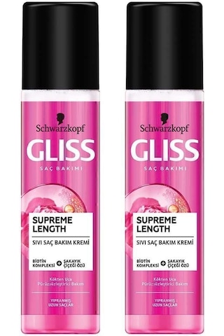 Gliss Supreme Length Uzun Saçlara Özel Durulanmayan Sıvı Saç Kremi 2 x 200 ML