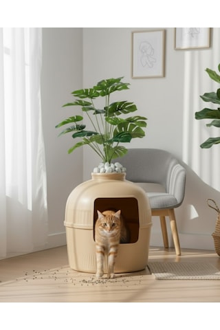 Reyo Dekorapet Dekoratif Kedi Tuvaleti Latte