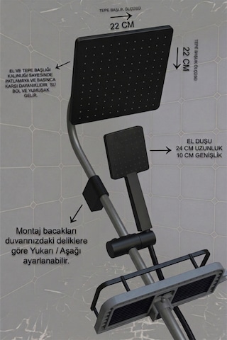 Robot Duş Takımı Siyah Ve Antrasit Gri Renk Lüks Banyo Duş Seti Antrasit
