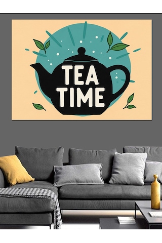 Çay Zamanı Vintage Tasarım Dekoratif Kanvas - Mdf Ahşap Tablo