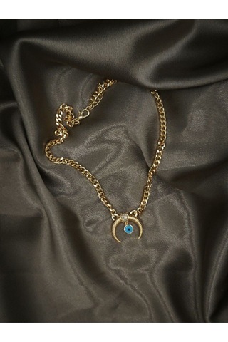 Nazar Detaylı Hilal Model Zincir Kolye Gold - 587013108 Gold