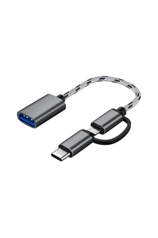 Suofeng Nylon Örgü Type-c/micro Usb Çift Uçlu Veri Kablosu - Usb 3.0 5gbps Hızlı Transfer - Android Telefonlar İçin - Gri Renk