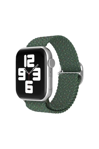 Apple Watch 38mm Star Kordon - Benekli Koyu Yeşil Ahşap