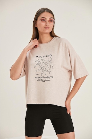 Alexandergardı Oversize Baskılı Kadın T-Shirt (B22-32000)
