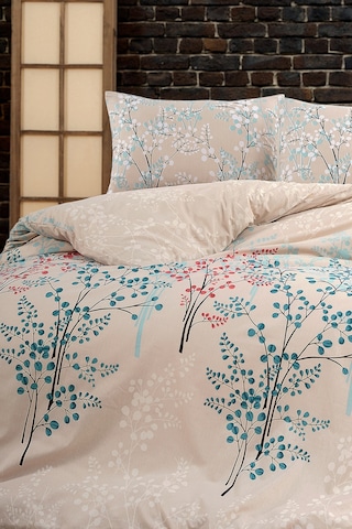 Loyal Home Lastikli Çarşaflı Çift Kişilik Nevresim Takımı Branch 200 x 220 Bej