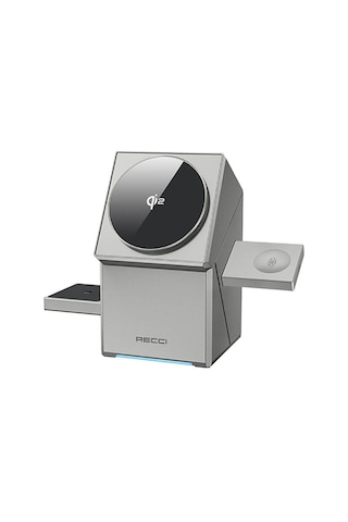 Recci RCW-47 Geometry Serisi Qi2 Şarj Teknolojili 3in1 15W Kablosuz Şarj Standı