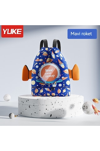 Aurora Çocuk Kuru Ve Islak Ayırma Karikatür Plaj Sırtçantasısu Geçmez Sırtçantasımavi Roketi Mavi