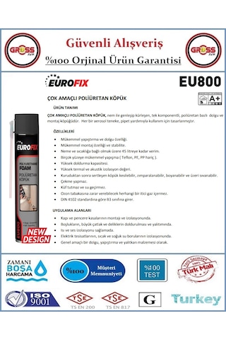 Eurofix Poliüretan Köpük 600gr - Pipetli