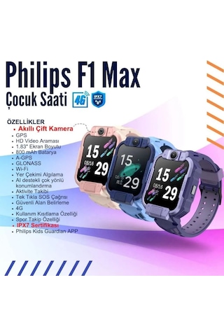 Philips F1 Max Çift Kameralı Akıllı Çocuk Saati (Distribütör Garantili)