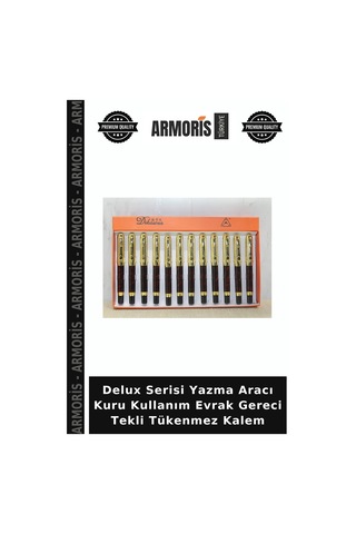 Delux Serisi Yazma Aracı Kuru Kullanım Evrak Gereci Tekli Tükenmez Kalem Çok Renkli