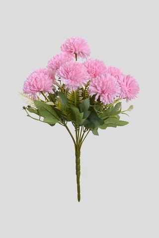 Pembe Yapay Krizantem Çiçeği Demeti 9 Dallı Lüx İpeksi Dokulu 37 Cm