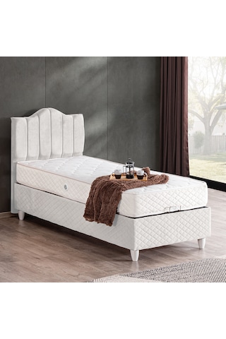 Trend Tek Kişilik Baza Başlık Letto Yatak Seti Beyaz 90 x 200