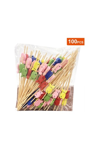 Konesam 100 Adet Bambu Meyve Çubuğu - Renkli Balık Desenli Cocktail, Sandviç Ve Tatlı İçin Güvenli Ve Şık Kullanim Diğer