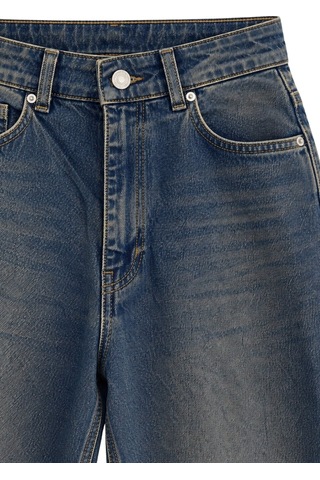 Vadon 1053 Kadın Yüksek Bel Tint Yıkamalı Straight Fit Düz Paça Jean Pantolon Mavi
