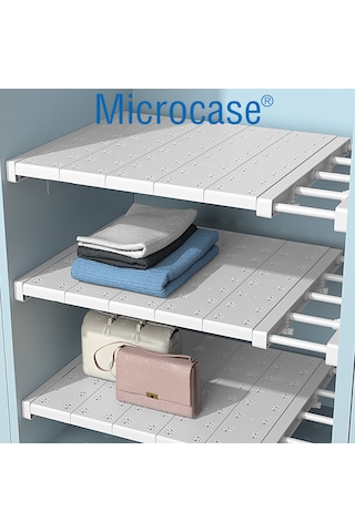 Microcase Uzunluk Ayarlamalı Dolap İçi Raf 35x48-80 Cm 3 Adet Al5705 Beyaz