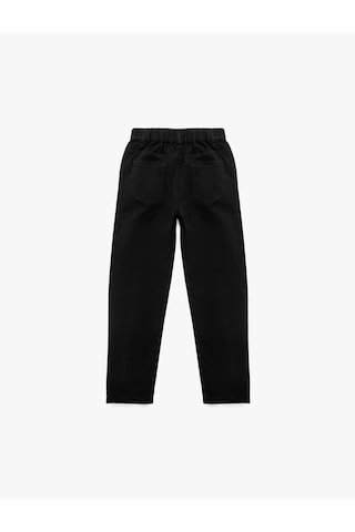Koton Pamuklu Beli Lastikli Düğmeli Basic Pantolon Siyah 6skb40109tw Siyah