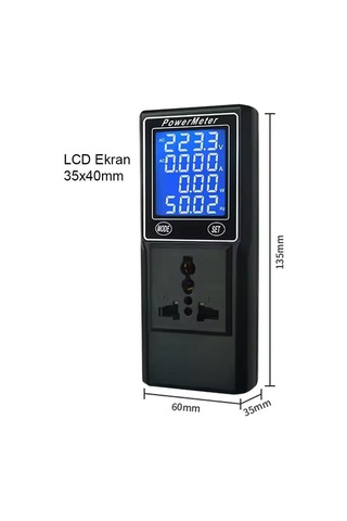 Ayt Powermaster Pm-26400 Volt Amper Watt Hz Güç Ölçer Dijital Ekranlı Powermeter Universal Priz Tip
