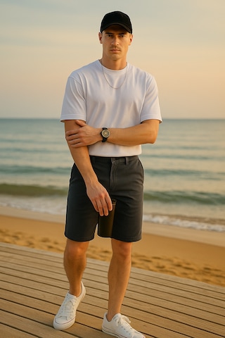 Pobudo Antrasit Renk Pamuk Kumaş Chino Erkek Şort 2025-1784 Antrasit