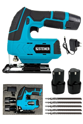 Steiner ST-12V 3.0AH M Li-ion Çift Akülü Şarjlı Dekupaj Testere Mavi