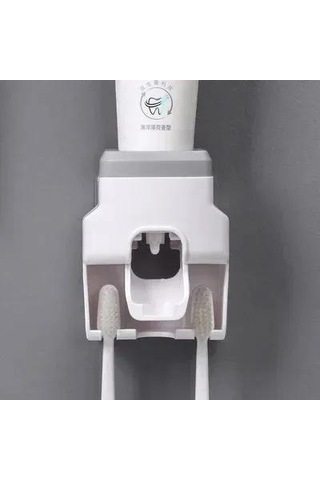 Singree Otomatik Macun Sıkıcı Ve Fırça Tutucu - Su Geçirmez, Kurumsal Abs Malzeme, Taşınabilir Banyo Aksesuarı Gri