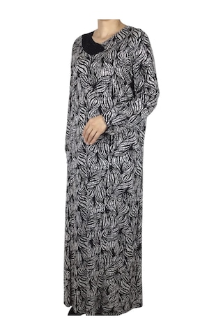 Kadın Desenli Oskar Kumaş Kulplu Elbise Anne4 Siyah