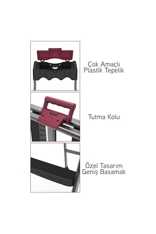 Perilla Comfort 6+1 Basamaklı Kolay Taşınır Tutamaçlı Profil Metal Merdiven