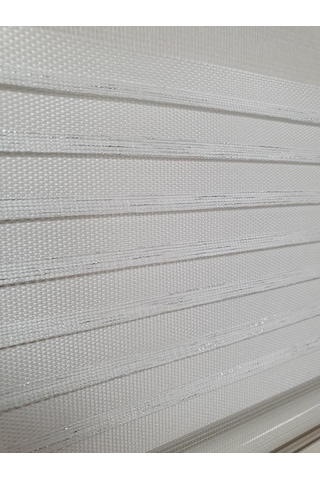 Bbb Geniş Pliseli Simli Ekru Zebra Stor Perde Mz292
