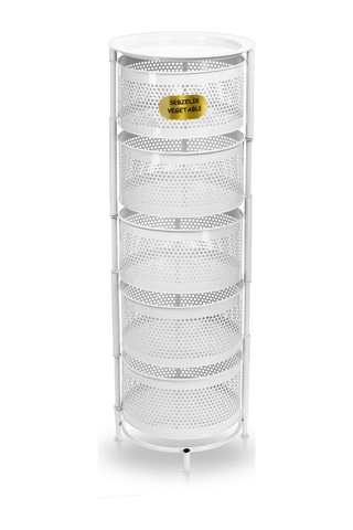 River World Tekerleksiz Rengi Beyaz Açılabilen 5 Katlı Çok Amaçlı Metal Raf Mutfak, Balkon, Kiler Çok Renkli